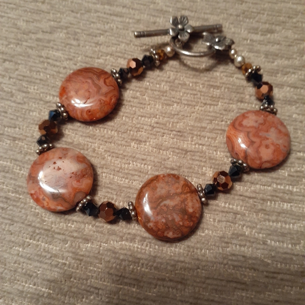 Natural Stone & Glass Bead Bracelet